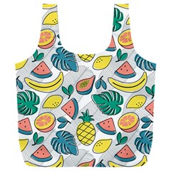 Seamless Pattern Tropical Fruit Banana Watermelon Papaya Lemon Orange Monstera Full Print Recycle Bag (xxxl) by Vaneshart