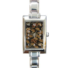 Oriental Traditional Seamless Pattern Dragon Rectangle Italian Charm Watch