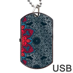 Abstract Decorative Background Ornament With Mosaic Elements Dog Tag Usb Flash (one Side)