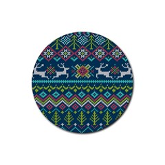 Background With Fabric Texture Winter Rubber Coaster (round)  by Vaneshart