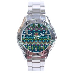 Background With Fabric Texture Winter Stainless Steel Analogue Watch