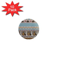 Fabric Texture With Owls 1  Mini Magnet (10 Pack) 