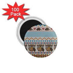 Fabric Texture With Owls 1 75  Magnets (100 Pack) 