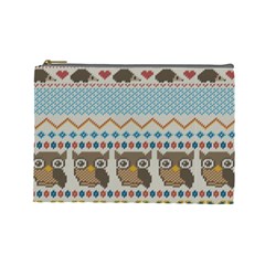 Fabric Texture With Owls Cosmetic Bag (large)