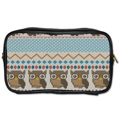 Fabric Texture With Owls Toiletries Bag (one Side)