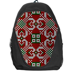 Grandma S Christmas Knitting Pattern Red Green White Colors Backpack Bag