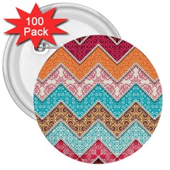 Ethnic Floral Pattern 3  Buttons (100 Pack) 