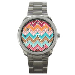 Ethnic Floral Pattern Sport Metal Watch