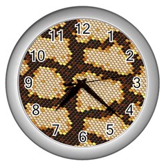 Python Skin Seamless Background Vector Graphic Art Wall Clock (silver) by Vaneshart