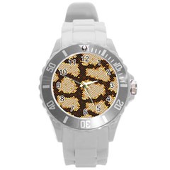 Python Skin Seamless Background Vector Graphic Art Round Plastic Sport Watch (l)