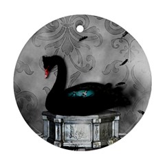 Wonderful Black Swan With Dark Mermaid Round Ornament (Two Sides)