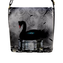 Wonderful Black Swan With Dark Mermaid Flap Closure Messenger Bag (l) by FantasyWorld7