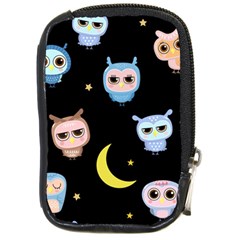 Cute Owl Doodles With Moon Star Seamless Pattern Compact Camera Leather Case by Vaneshart