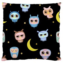 Cute Owl Doodles With Moon Star Seamless Pattern Large Flano Cushion Case (two Sides)