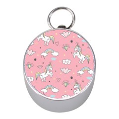 Cute Unicorn Seamless Pattern Mini Silver Compasses