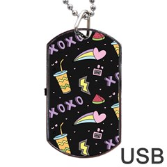 Cute Girl Things Seamless Background Dog Tag Usb Flash (one Side)