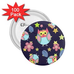 Owl Stars Pattern Background 2 25  Buttons (100 Pack)  by Vaneshart