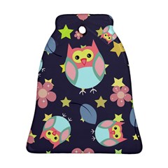 Owl Stars Pattern Background Bell Ornament (two Sides)