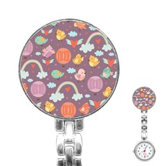 Cute Seamless Pattern With Doodle Birds Balloons Stainless Steel Nurses Watch by Vaneshart