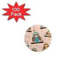 Seamless Pattern Owls Dream Cute Style Fabric 1  Mini Magnets (100 Pack)  by Vaneshart