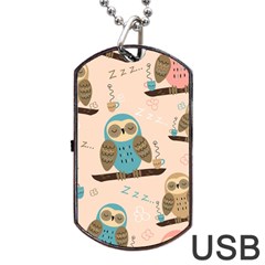 Seamless Pattern Owls Dream Cute Style Fabric Dog Tag Usb Flash (one Side)