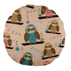 Seamless Pattern Owls Dream Cute Style Fabric Large 18  Premium Flano Round Cushions by Vaneshart