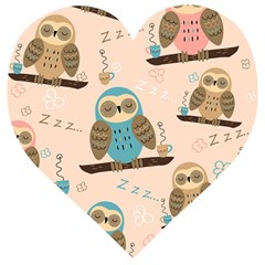 Seamless Pattern Owls Dream Cute Style Fabric Wooden Puzzle Heart by Vaneshart