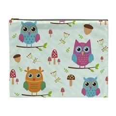 Forest Seamless Pattern With Cute Owls Cosmetic Bag (xl) by Vaneshart