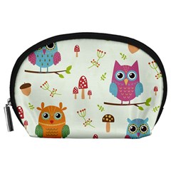 Forest Seamless Pattern With Cute Owls Accessory Pouch (large)