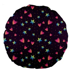 Colorful Stars Hearts Seamless Vector Pattern Large 18  Premium Round Cushions