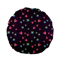 Colorful Stars Hearts Seamless Vector Pattern Standard 15  Premium Flano Round Cushions by Vaneshart