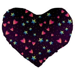 Colorful Stars Hearts Seamless Vector Pattern Large 19  Premium Flano Heart Shape Cushions