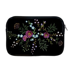 Embroidery Trend Floral Pattern Small Branches Herb Rose Apple Macbook Pro 17  Zipper Case