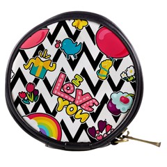 Vector Romantic Love Seamless Pattern Mini Makeup Bag