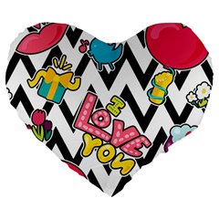 Vector Romantic Love Seamless Pattern Large 19  Premium Heart Shape Cushions