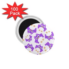 Purple Owl Pattern Background 1 75  Magnets (100 Pack)  by Vaneshart