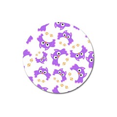 Purple Owl Pattern Background Magnet 3  (round) by Vaneshart