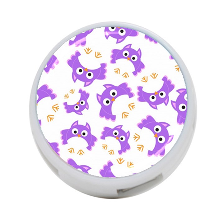 Purple Owl Pattern Background 4-Port USB Hub (One Side)