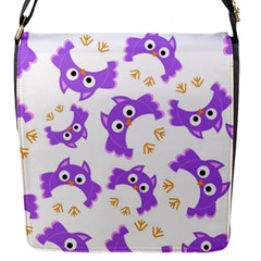 Purple Owl Pattern Background Flap Closure Messenger Bag (s)