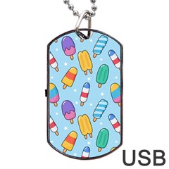 Cute Kawaii Ice Cream Seamless Pattern Dog Tag Usb Flash (two Sides)