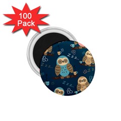 Seamless Pattern Owls Dreaming 1 75  Magnets (100 Pack) 