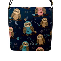 Seamless Pattern Owls Dreaming Flap Closure Messenger Bag (l)