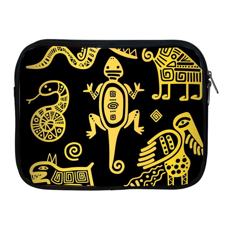 Mexican Culture Golden Tribal Icons Apple iPad 2/3/4 Zipper Cases