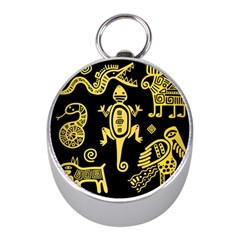 Mexican Culture Golden Tribal Icons Mini Silver Compasses