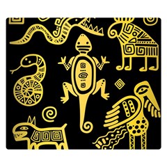 Mexican Culture Golden Tribal Icons Double Sided Flano Blanket (small)  by Vaneshart