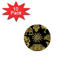 Maya Style Gold Linear Totem Icons 1  Mini Magnet (10 Pack)  by Vaneshart