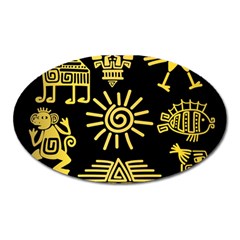 Maya Style Gold Linear Totem Icons Oval Magnet by Vaneshart