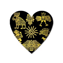 Maya Style Gold Linear Totem Icons Heart Magnet by Vaneshart