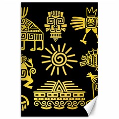 Maya Style Gold Linear Totem Icons Canvas 24  X 36 