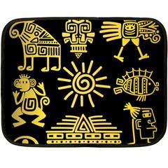 Maya Style Gold Linear Totem Icons Fleece Blanket (mini) by Vaneshart